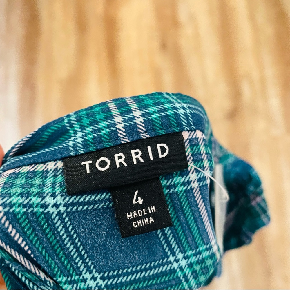 Torrid Plaid Ruffle Button Up Shirt - Picture 7 of 8